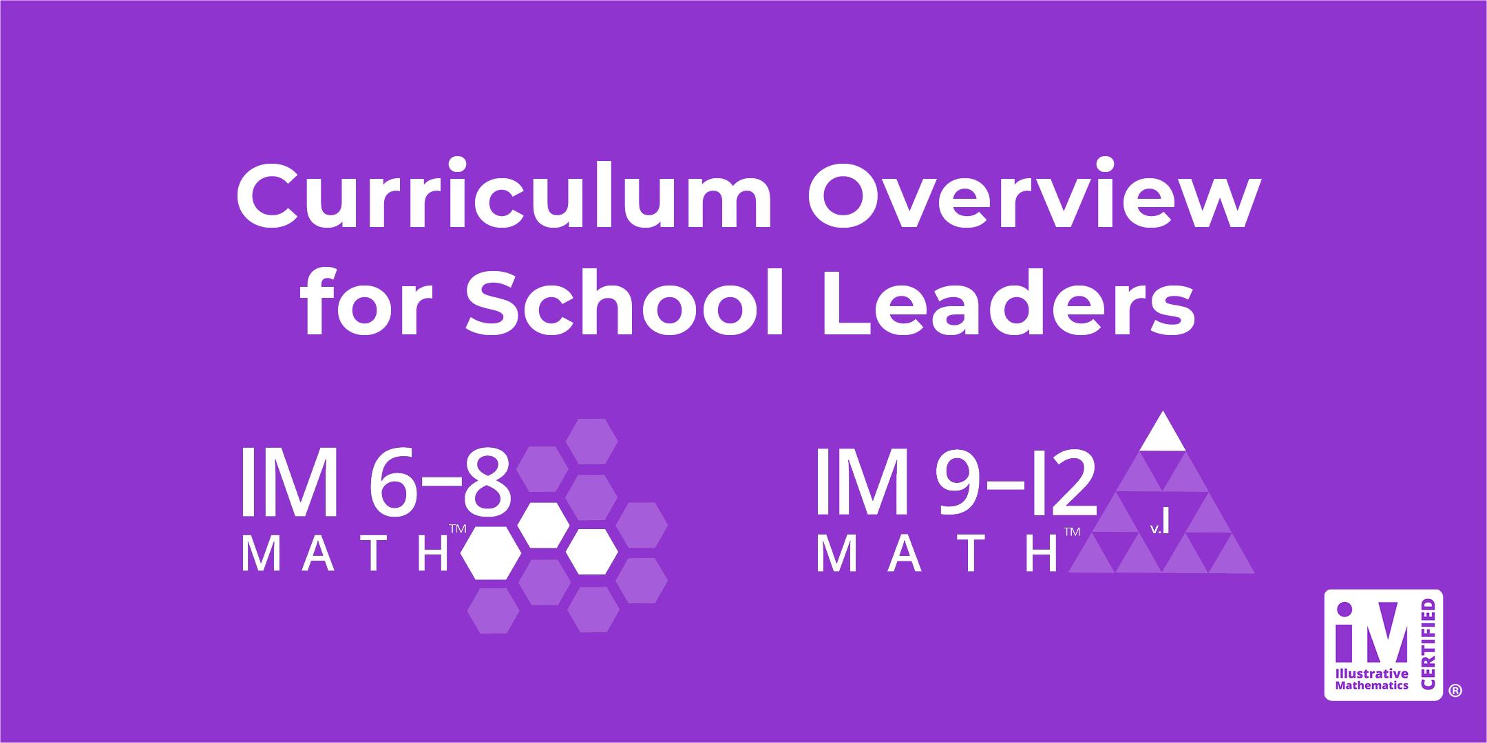 IM Professional Learning for leaders who have adopted IM 6-12 Math